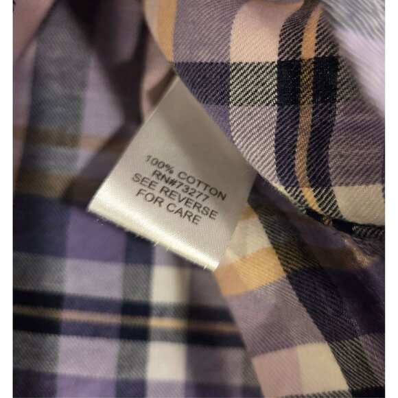 Croft & Barrow Plaid Flannel Shirt Plus Sz 2X Purple Pink Long Sleeve Cotton - Picture 6 of 14